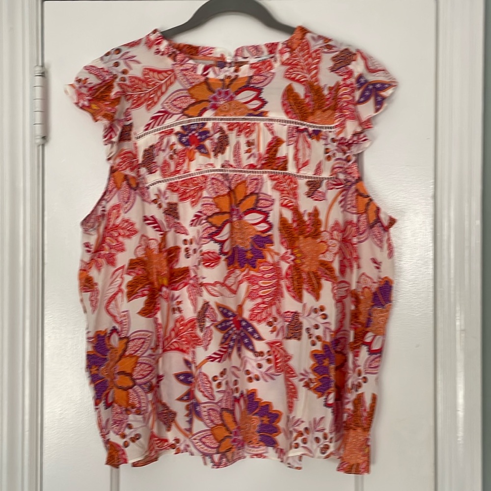 Rose & Olive Flutter Sleeve Blouse, XL